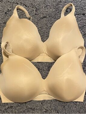 Cacique Nude Cream Lightly Lined Full Coverage Bras Plus Size 42H Lot Of Two